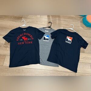 Abercrombie & Fitch Kids Short Sleeve Tees - (2) Navy & (1) Grey